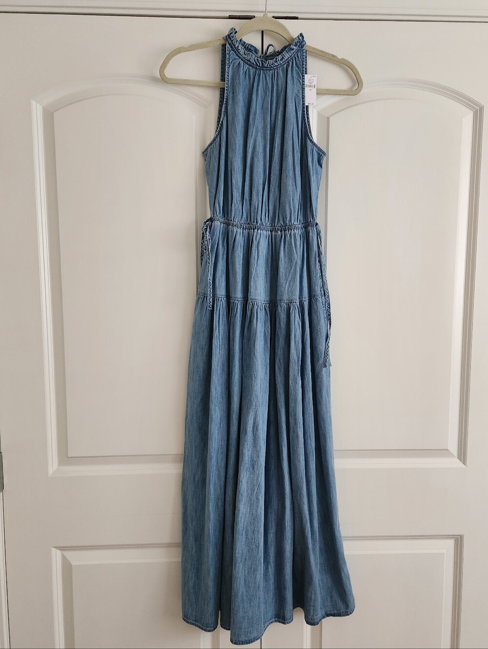 GAP 100% Cotton Whimsical Boho High Neck Denim Maxi Dress - Picture 4 of 10